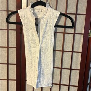 Veronica Beard IDARA Eyelet Dickey (white with buttons)